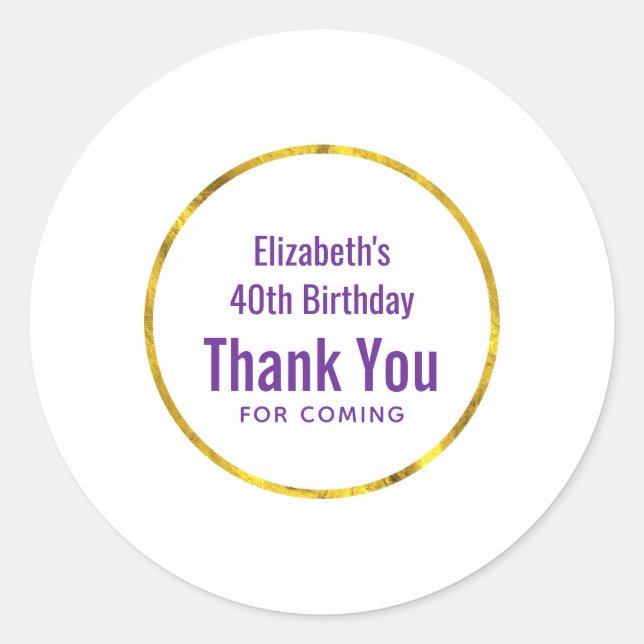 Sticker Rond anniversaire merci vous préférez modèle (Devant)