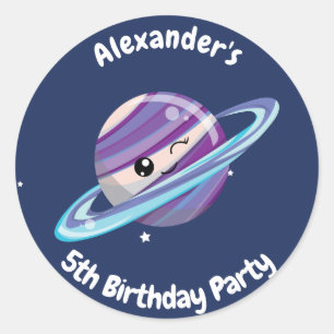 Sticker Rond Anniversaire mignon d'enfant de galaxie de