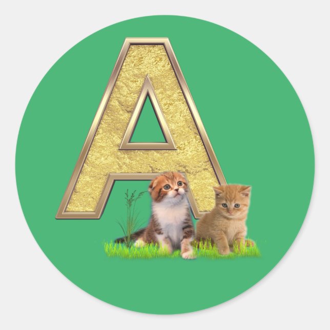 Sticker Rond Anniversaire - Monogramme majuscule -lettre A (Devant)