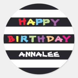Sticker Rond Anniversaire Nom personnalisé Tout âge Cool joli S