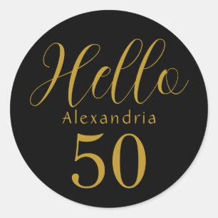 Sticker Rond Anniversaire personnalisé 50e anniversaire Black G