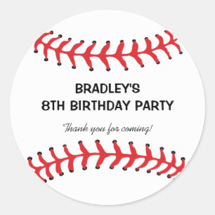 Sticker Rond Anniversaire Personnalisé De Baseball Enfants