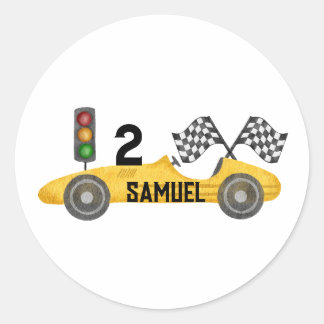 Sticker Rond Anniversaire personnalisé de Little Racer