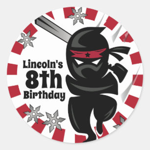 Sticker Rond Anniversaire personnalisé du guerrier Ninja Samura