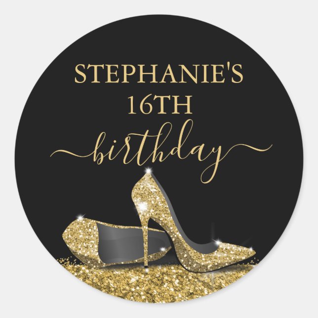 Sticker Rond Anniversaire personnalisé Golden High Heures (Devant)