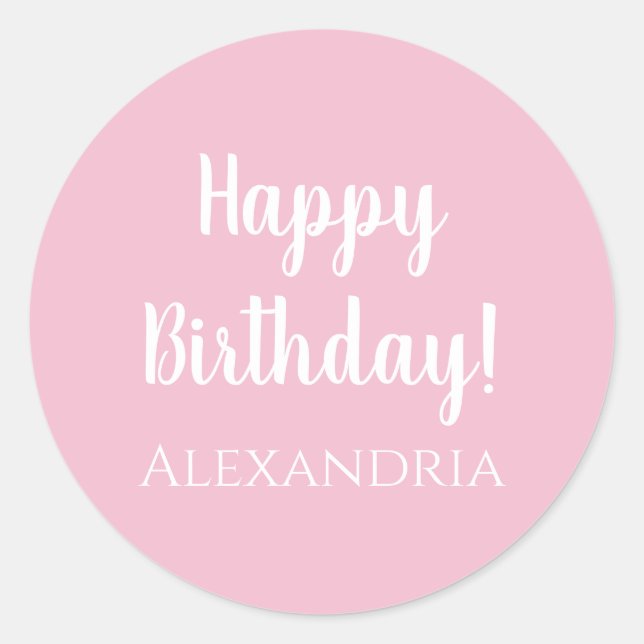 Sticker Rond Anniversaire personnalisé Pastel Rose Joyeux anniv (Devant)