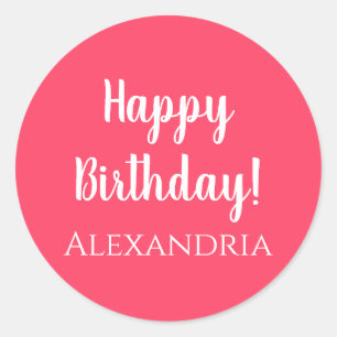Sticker Rond Anniversaire Personnalisé rose heureux anniversair