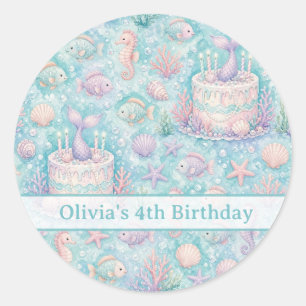 Sticker Rond Anniversaire personnalisé sous la mer