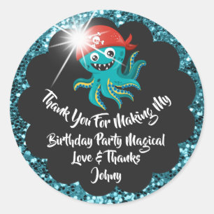 Sticker Rond Anniversaire Pirate Favoriser rouge noir Parties s