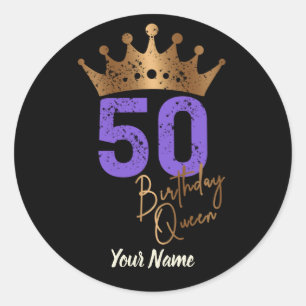 Sticker Rond Anniversaire Reine 50 pour 50e anniversaire couron