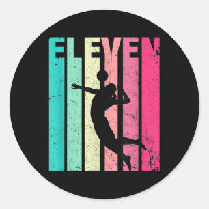Sticker Rond Anniversaire Retro Volleyball Amateurs Années Bir