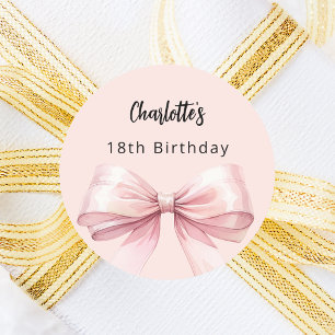 Sticker Rond Anniversaire rose bow
