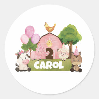 Sticker Rond Anniversaire rose personnalisé