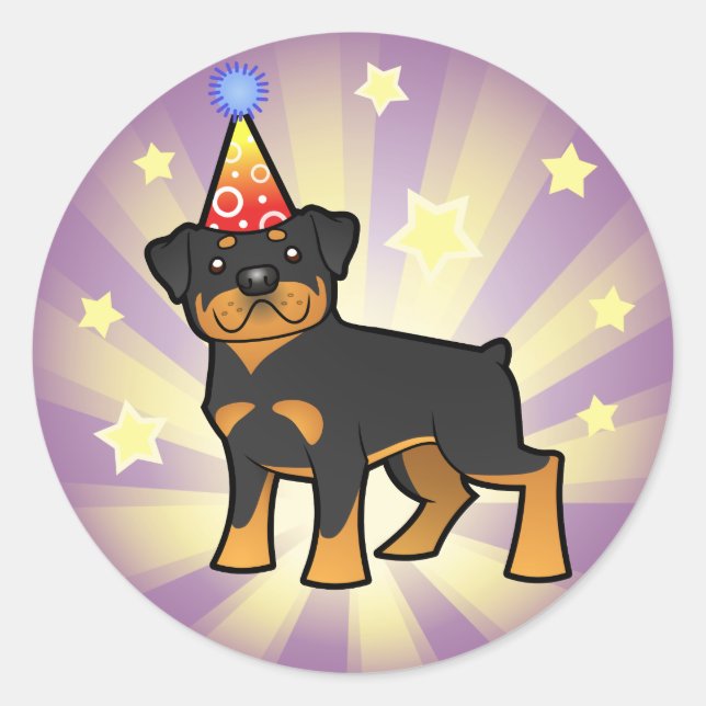 Sticker Rond Anniversaire Rottweiler (Devant)