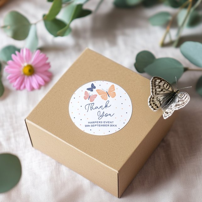 Sticker Rond Anniversaire simple et moderne du papillon (Créateur téléchargé)