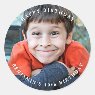 Sticker Rond Anniversaire Simple Mignon Photo Personnalisé