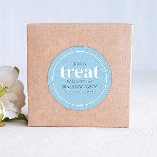 Sticker Rond Anniversaire Simple Minimaliste Moderne Treat Bleu
