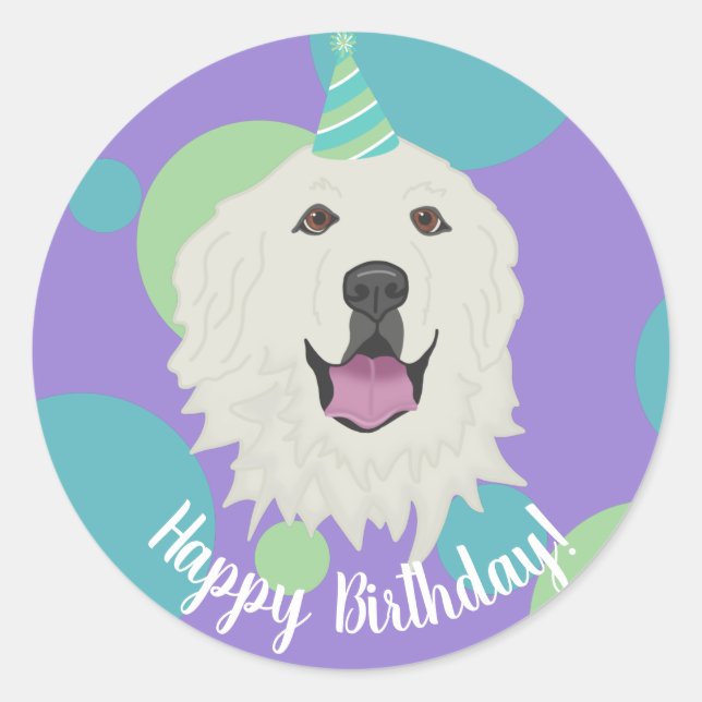Sticker Rond Anniversaire sur mesure Great Pyrenees (Devant)