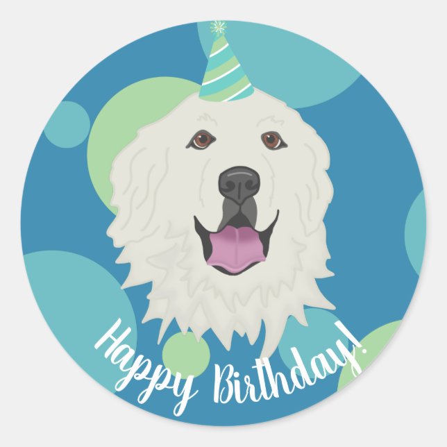 Sticker Rond Anniversaire sur mesure Great Pyrenees (Devant)