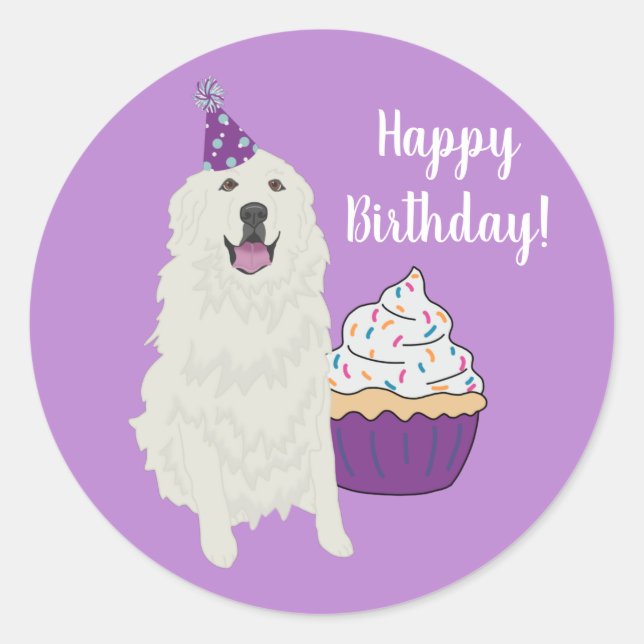 Sticker Rond Anniversaire sur mesure Great Pyrenees Mountain Do (Devant)