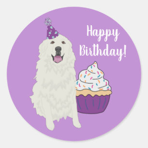 Sticker Rond Anniversaire sur mesure Great Pyrenees Mountain Do