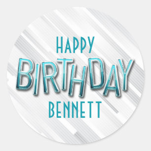 Sticker Rond Anniversaire Turquoise adulte moderne