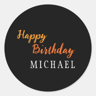 Sticker Rond Anniversaire Votre Nom Minimaliste Moderne