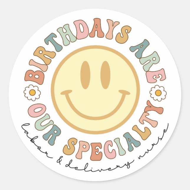 Sticker Rond Anniversaires sont notre spécialité, L et D infirm (Devant)