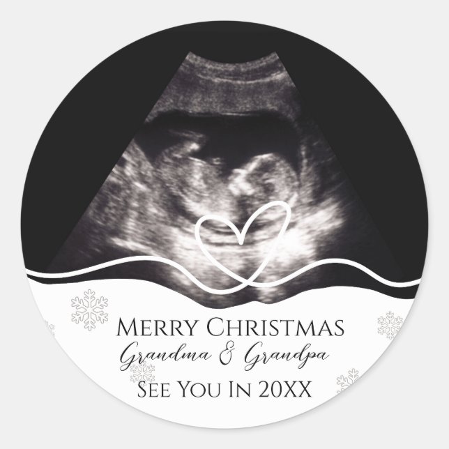 Sticker Rond Annonce de grossesse aux grands-parents par échogr (Devant)