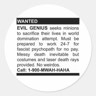 Sticker Rond Annonce mauvaise de génie