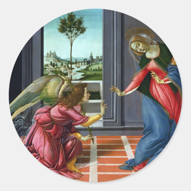 Sticker Rond Annonce par Sandro Botticelli (Devant)