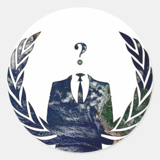 Sticker Rond Anonyme dans le monde