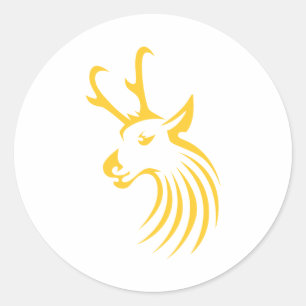 Sticker Rond Antelope Pronghorn dans le style dessin de souhait