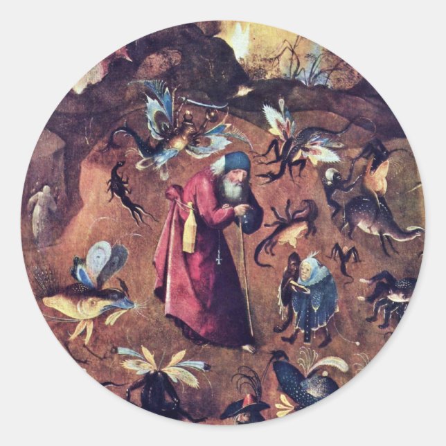 Sticker Rond Anthony Avec Des Monstres. Par Hieronymus Bosch (Devant)