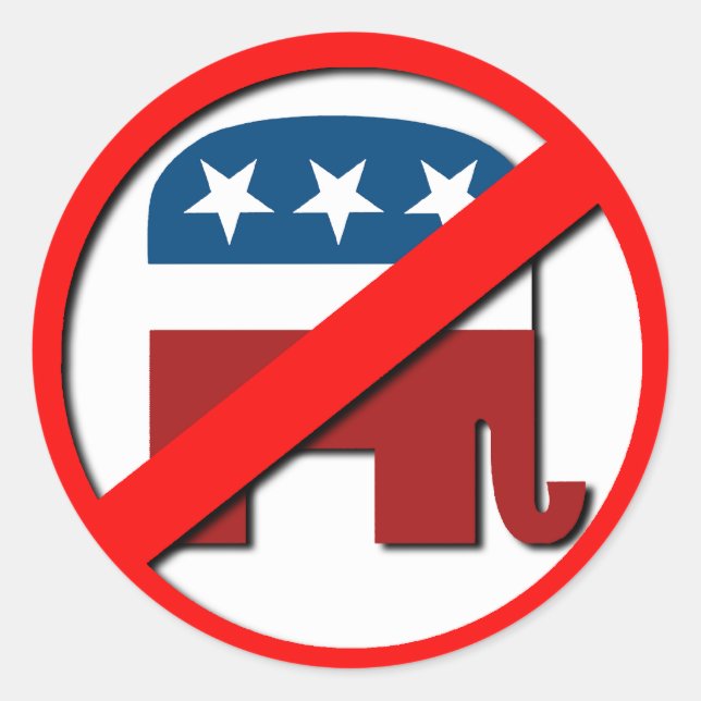 STICKER ROND ANTI-ÉLÉPHANT / ANTI-RÉPUBLICAIN (Devant)