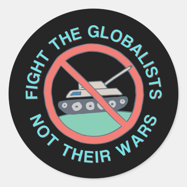 Sticker Rond Anti-guerre Arrêtez les sanctions Grande Réinitial (Devant)