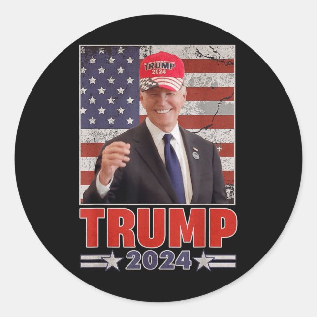 Sticker Rond Anti Joe Biden Funny Conservateur Donald Trump 2 (Devant)