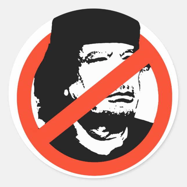 STICKER ROND ANTI-KADHAFI (Devant)