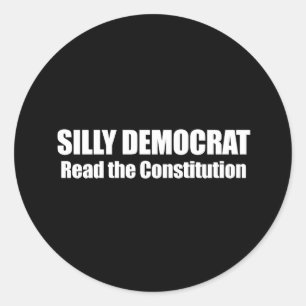 Sticker Rond Anti-Obama - idiot démocrate, lire la constitution