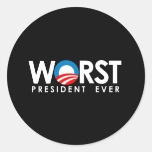 Sticker Rond Anti-Obama - Le pire président jamais blanc
