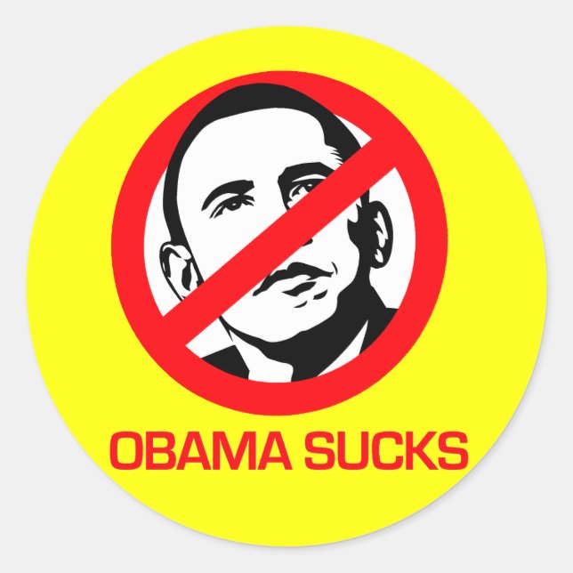 Sticker Rond Anti-Obama - Obama sucks (Devant)