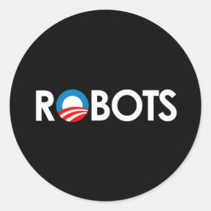 Sticker Rond Anti-Obama - Robots blancs