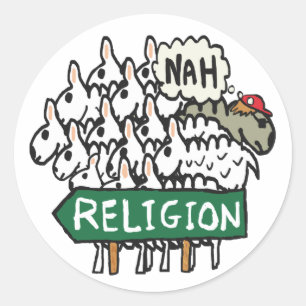 Sticker Rond Anti Religion Mouton athée