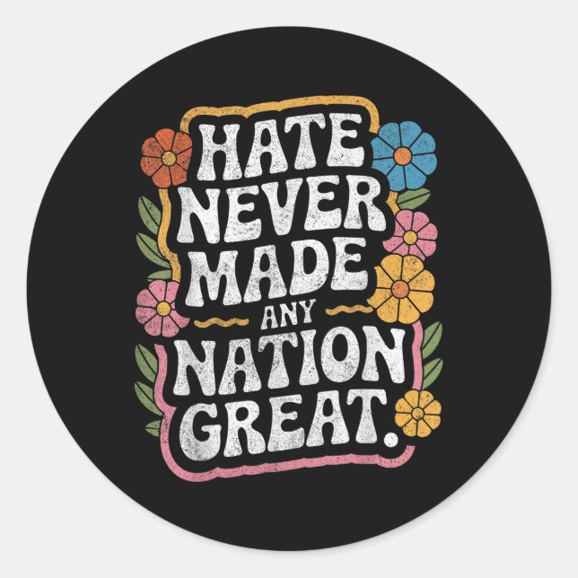 Sticker Rond Anti Trump Floral Democratique Président libéral (Devant)