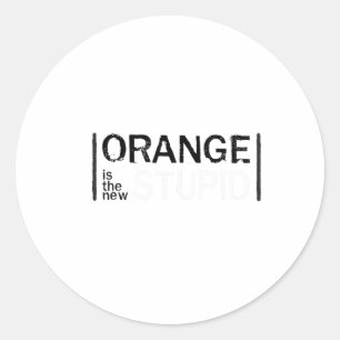 Sticker Rond Anti-Trump Orange New Stupid Funny