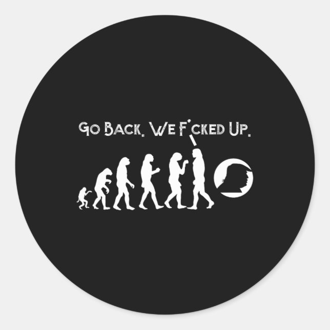 Sticker Rond Anti Trump - Retour à l'évolution Trump Tee (Devant)
