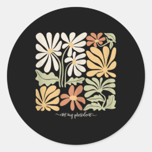 Sticker Rond Anti Trump Subtil Pas Mon Président Fleurs Femmes
