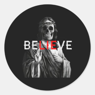 Sticker Rond Antichrist de Blackcraft Jésus Crâne croire Satan 