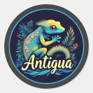 Sticker Rond Antigua Island Caribbean Gecko
