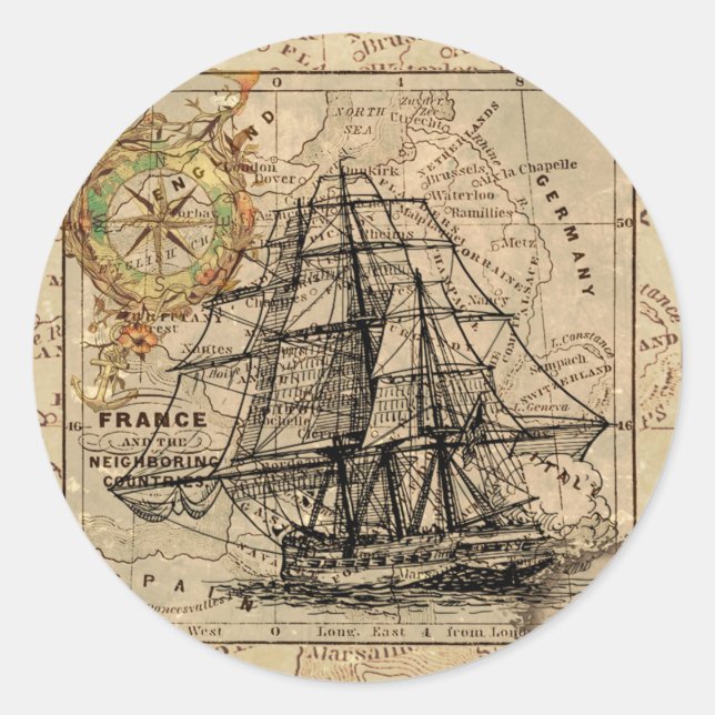 Sticker Rond Antique Old General France (Devant)